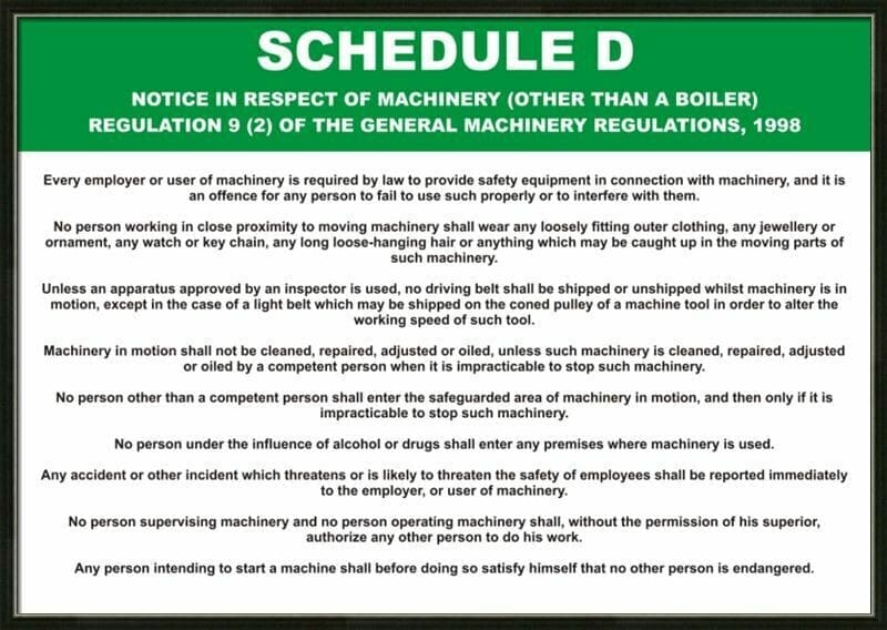 The Schedule D A3 Laminated Poster presented as a professional Block Mounted display, showing the sleek edging and rigid backing for a durable and modern look.