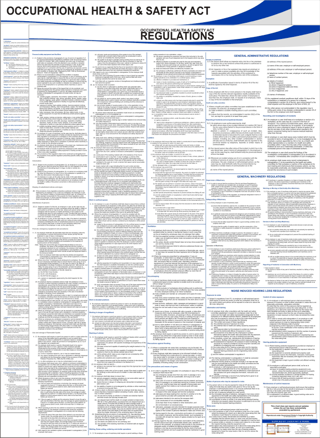 A close-up of the Occupational Health & Safety Act Poster as a stand-alone, laminated print, highlighting its clear and durable finish in the Poster Only format.
