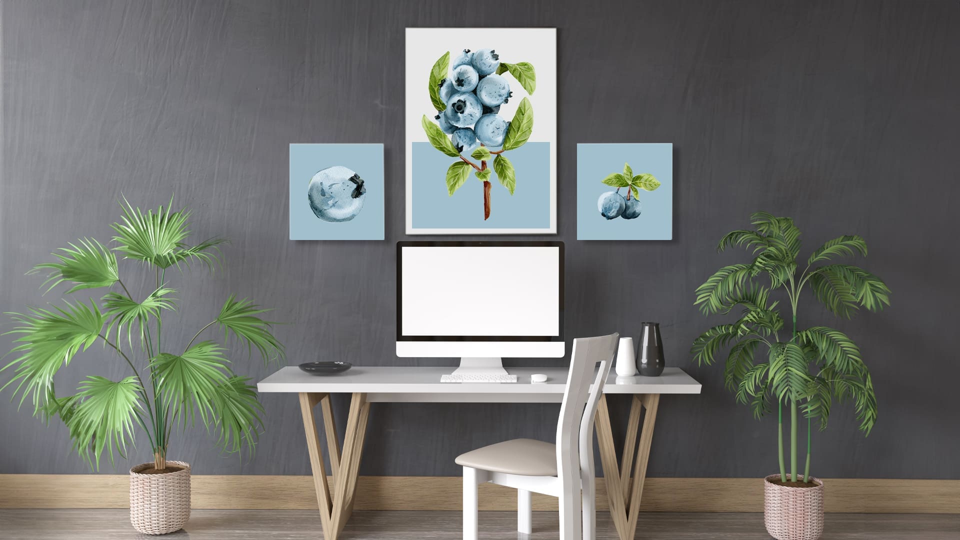 Blueberry Trio Canvas Print Set